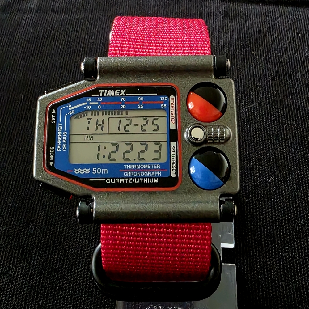 VTG Timex Skiathlom Digital Thermometer Chronograph Watch Retro Ski Collectible